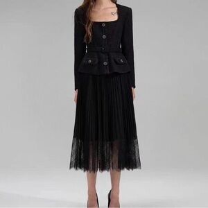 Self portrait black tweed lace dress size UK 10